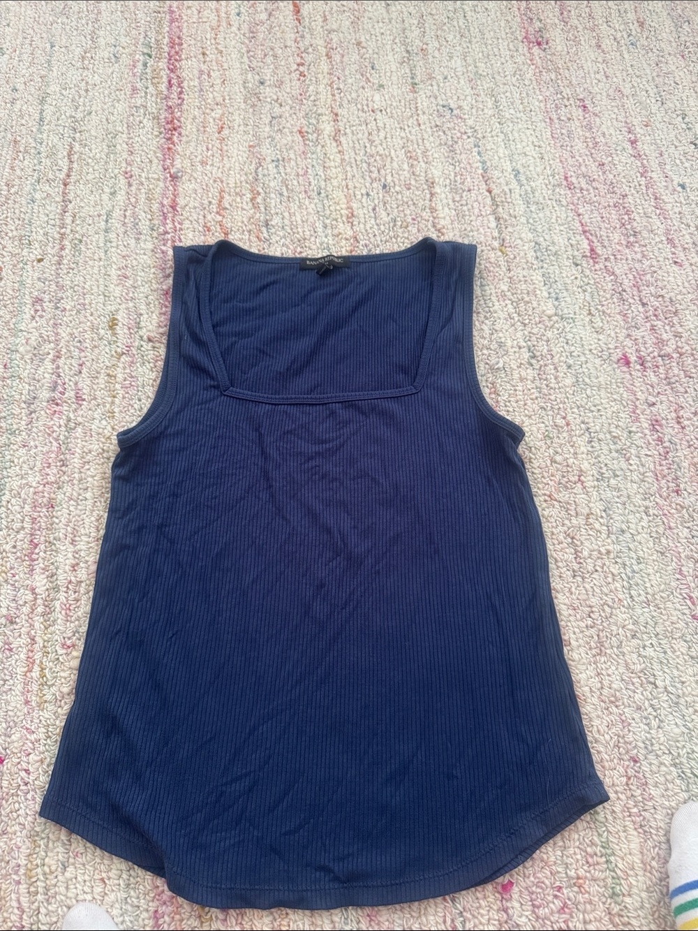 Banana Republic Navy Ribbed Square-Neck Tank